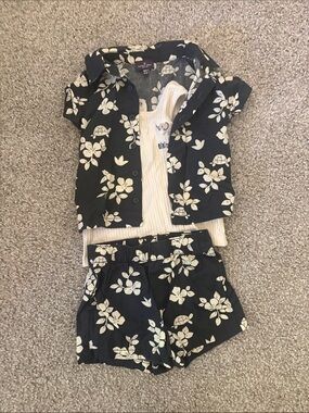 Kids Navy Floral Matching Set with Cream Tank
